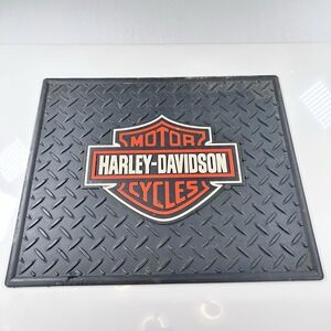 Harley-Davidson Utility Mat Orange Bar & Shield Floor Garage Mat Black 16"X 14"